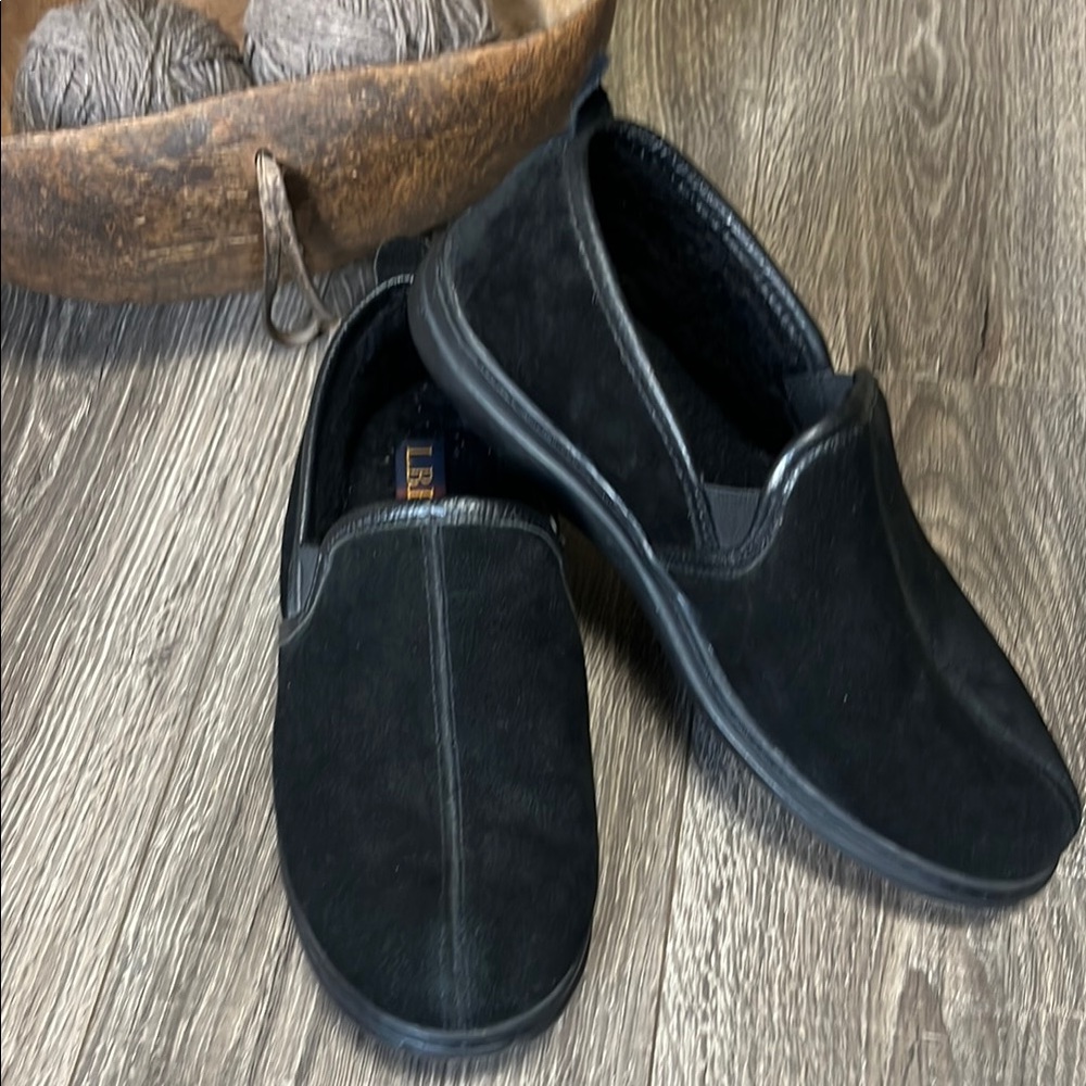 LB Evan’s Klondike men’s black leather slippers 11